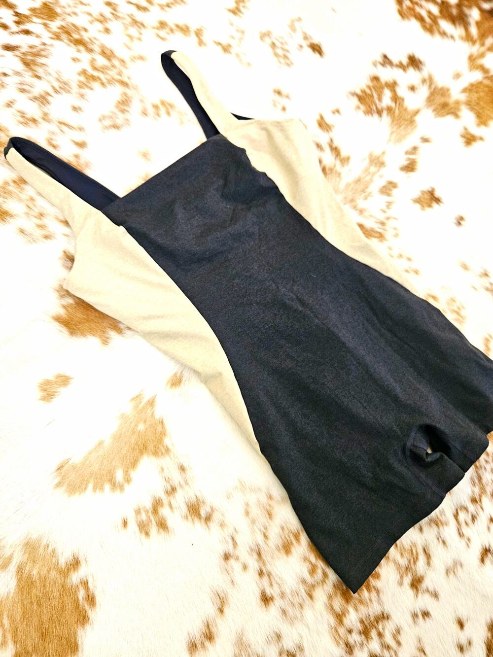 prAna Colorblock Active Unitard Romper One Piece Bodysuit Grey Oatmeal Women's L